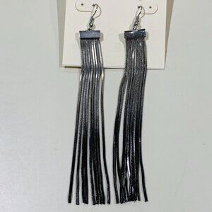 Macy's New Silver Tone Earrings Dangle 4" Chains Pierced Jewelry